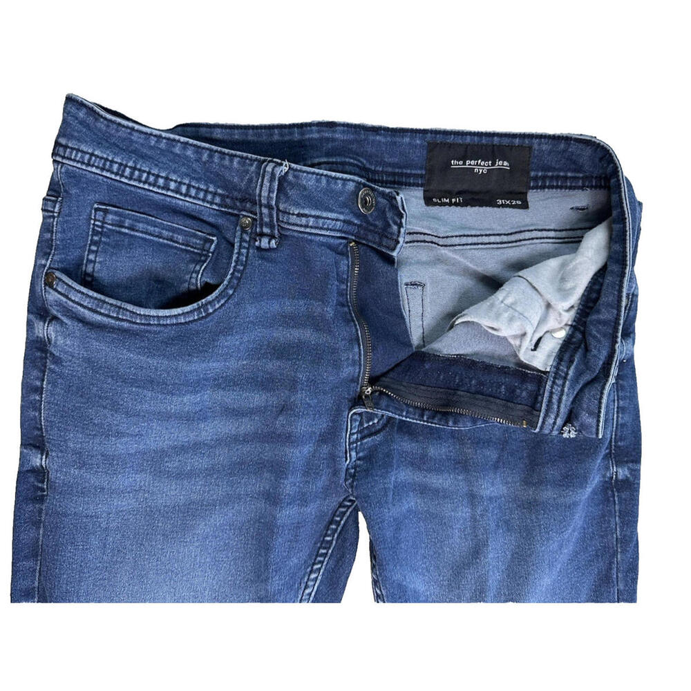 The Perfect Jean NYC Mens 31x30 Slim Fit Stretch Dark Wash Straight Leg Blue - Picture 3 of 6
